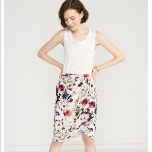 Amour Vert Silk Floral Faux Wrap Tulip Skirt Size M